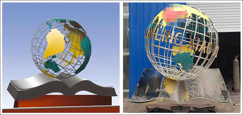 不銹鋼地球，景觀地球雕塑，學校地球儀擺件
