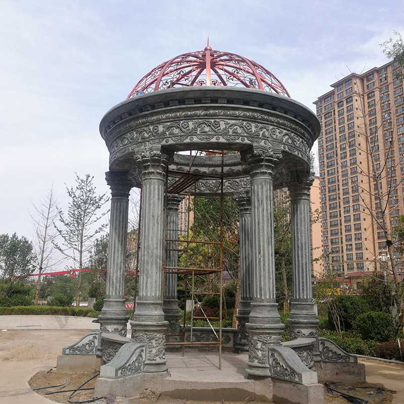 歐式景觀涼亭，小區(qū)花園休息亭子，石雕景觀亭子，綠色景觀涼亭1.jpg