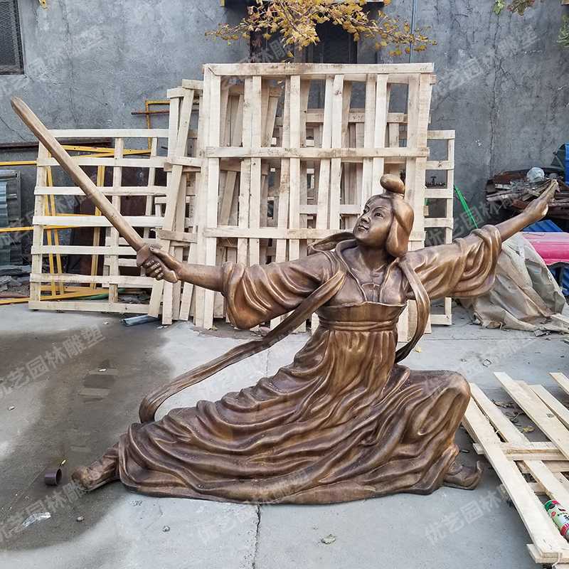 銅舞劍人物雕塑，古代銅人物雕塑